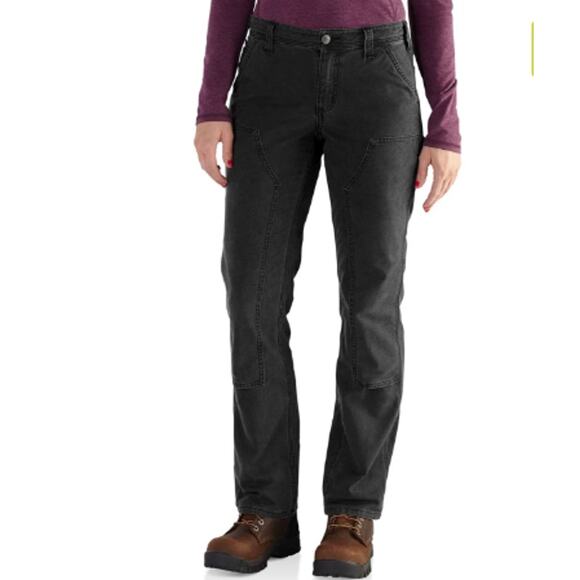 Carhartt Women's Pants Rugged Flex Canvas Double Knee Cargo Carpenter Black 4 S - Picture 1 of 10